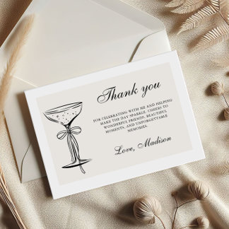 Chic Champagne Coquette Thank You Card
