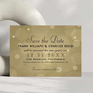 Chic Champagne Gold Bubble Stars Wedding Save The Date