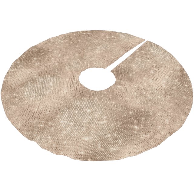 Chic Champagne Gold Sparkle Glitz Brushed Polyester Tree Skirt (Angled)