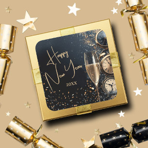 Chic Champagne Time Happy New Year Square Sticker
