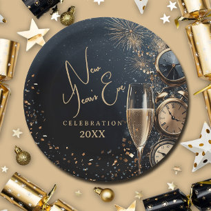 Chic Champagne Time New Year's Eve Paper Plate