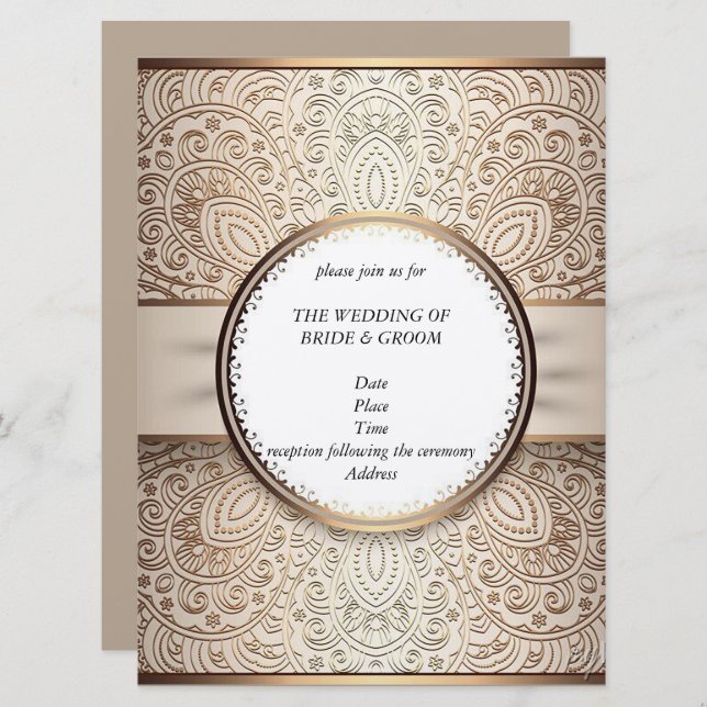 Chic Champagne Wedding Invitations  (Front/Back)