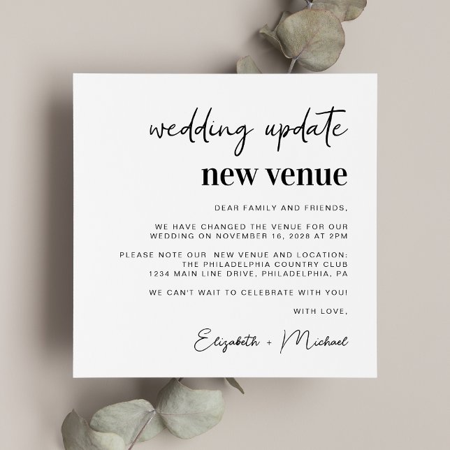 Chic Change of Plans New Venue Wedding Announcement (Creator Uploaded)