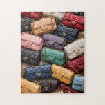 Chic Chaos Luxury Handbag Jigsaw Puzzle<br><div class="desc">Style meets spectacle in this bold, fashion-forward design bursting with classic elegance and playful energy. A cascade of quilted handbags in timeless hues—black, cream, blush, red, and rich neutrals—layer together in a luxe, eye-catching display that feels both glamorous and delightfully over-the-top. Each piece reveals intricate textures, gleaming chain details, and...</div>