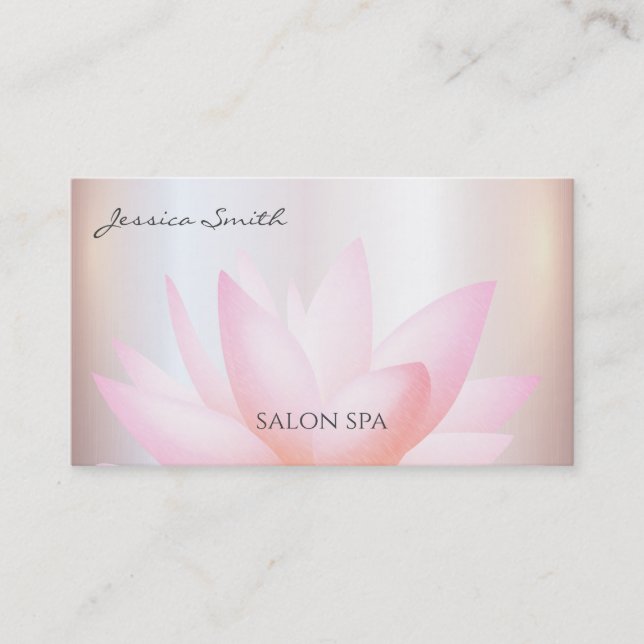Chic charming elegant watercolor pink lotus flower business card (Front)