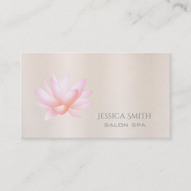 Chic charming pale pink watercolor lotus flower business card (Front)