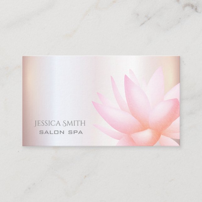 Chic charming pale pink watercolor lotus flower business card (Front)