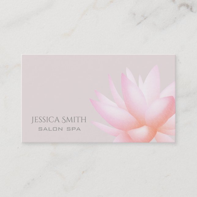 Chic charming pale pink watercolor lotus flower business card (Front)