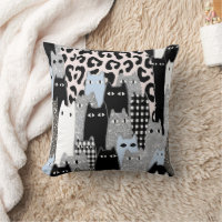 Chic Checkered & Gingham Cat Pattern Patchwork Des