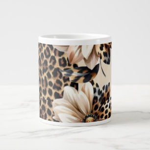 Chic Cheetah Animal Print & Flowers Laptop Decal Large Coffee Mug