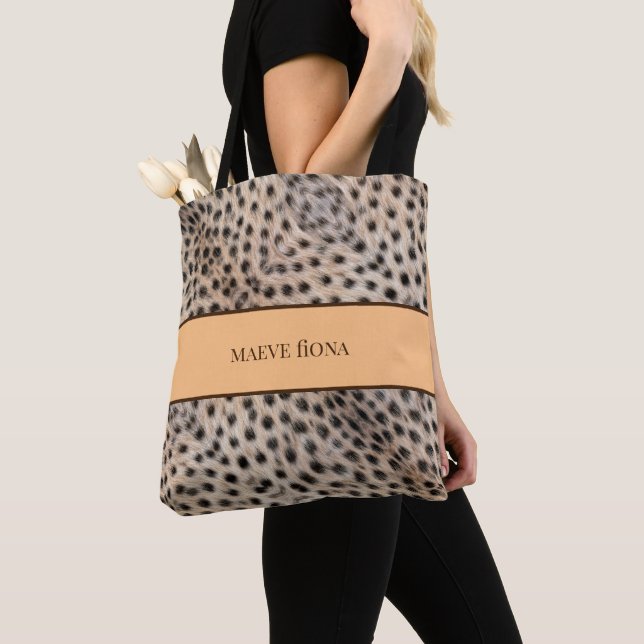 Chic Cheetah Personalised Tote Bag (Close Up)