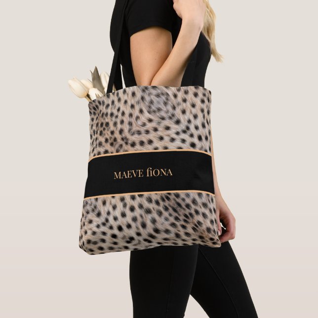 Chic Cheetah Personalised Tote Bag (Close Up)