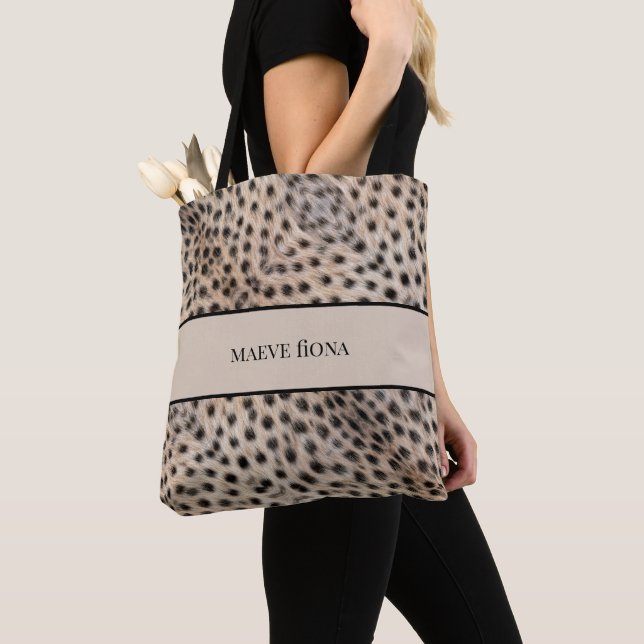 Chic Cheetah Personalised Tote Bag (Close Up)