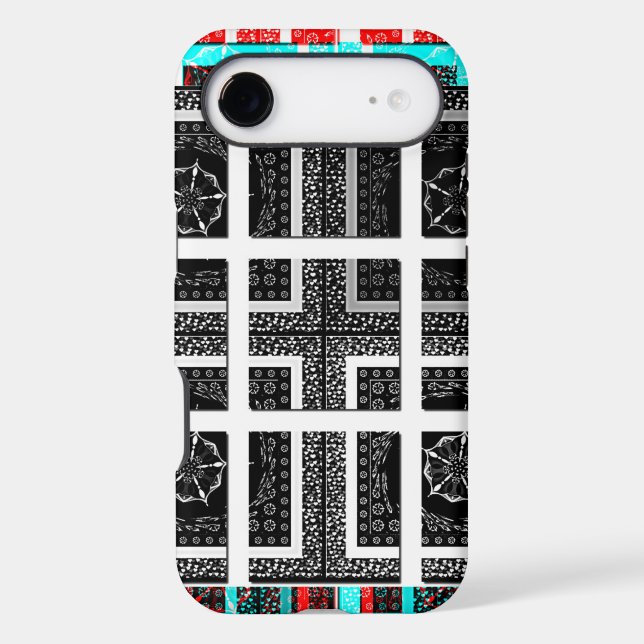 Chic Chequered Black, White & Red Graphics Art Des (Back)