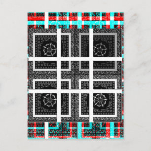 Chic Chequered Black, White & Red Graphics Art Des Postcard