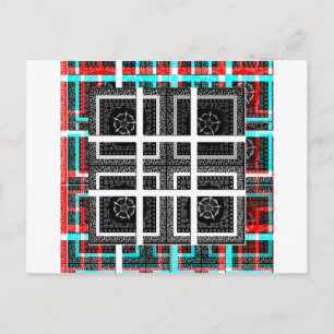 Chic Chequered Black, White & Red Graphics Art Des Postcard