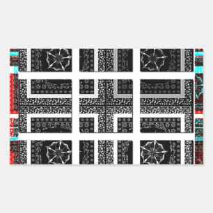 Chic Chequered Black, White & Red Graphics Art Des Rectangular Sticker