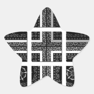 Chic Chequered Black, White & Red Graphics Design Star Sticker