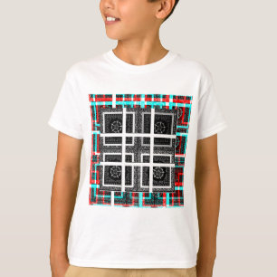 Chic Chequered Black, White & Red Graphics Design T-Shirt