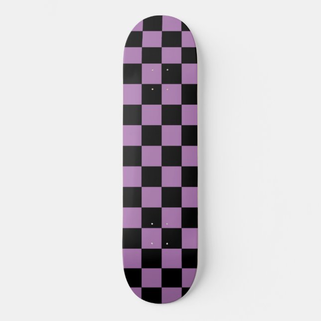 Chic Chequered (chequered) Lavender Purple & Black Skateboard (Front)
