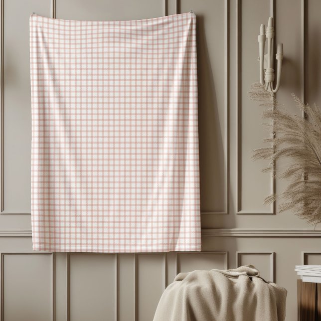 Chic Chequered Rose Gold Fleece Blanket (Chic Checkered Rose Gold Fleece Blanket)