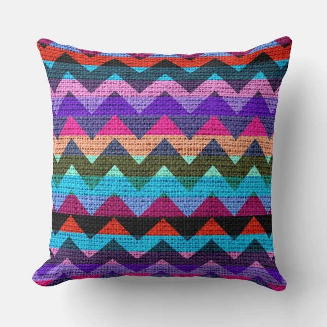 Chic Chevron Burlap Rustic #38 Cushion (Front)