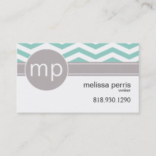 Chic Chevron Monogram   teal Business Card
