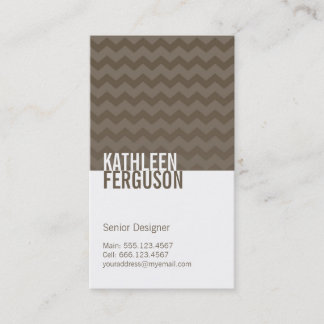 Chic chevron pattern ash grey two tone stylish business card