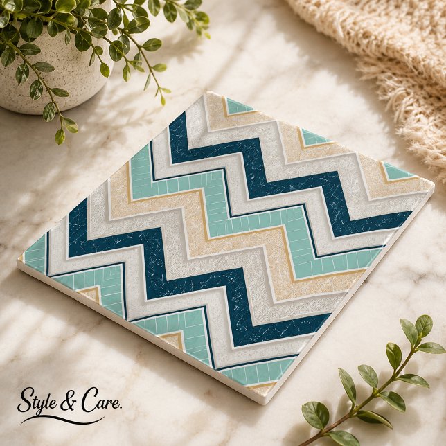 Chic Chevron Pattern Decorative 6" Square Tile (Chic Chevron Pattern Decorative 6 Square Ceramic Tile)