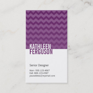 Chic chevron pattern deep purple two tone stylish business card