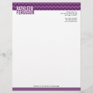 Chic chevron pattern deep purple two tone stylish letterhead template