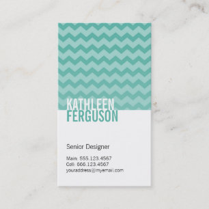 Chic chevron pattern teal blue two tone stylish business card