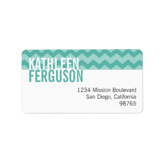 Chic chevron pattern teal custom return address label