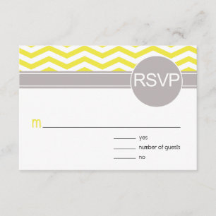 Chic Chevron RSVP   yellow Card