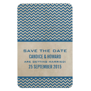 Chic Chevron Save the Date Magnet, Blue Magnet