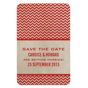 Chic Chevron Save the Date Magnet, Red Magnet