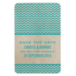Chic Chevron Save the Date Magnet, Teal Magnet