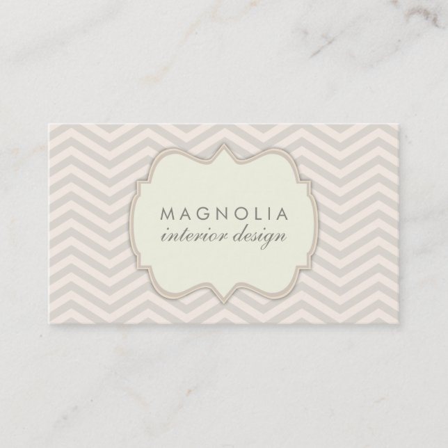 Chic Chevron Vintage Professional Business Card (Front)