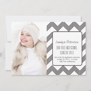 Chic Chevron Zigzag Graduation Announcement