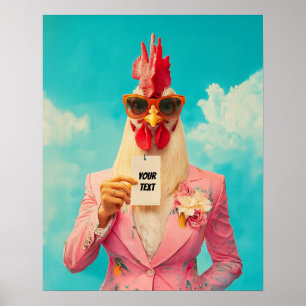 Chic Chicken in Pink Suit Poster