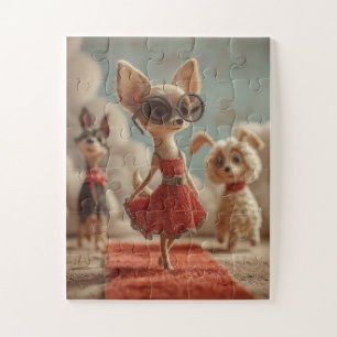 Chic Chihuahua Fashionista Jigsaw Puzzle