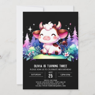 Chic Children Cow Birthday Invitation