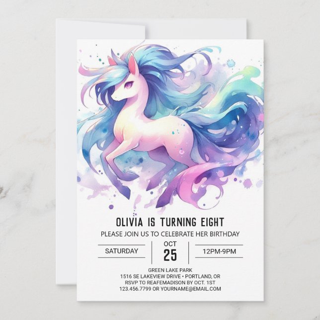 Chic Children Horse Birthday Invitation (Front)