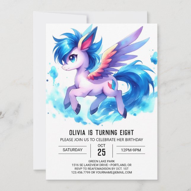 Chic Children Horse Birthday Invitation (Front)