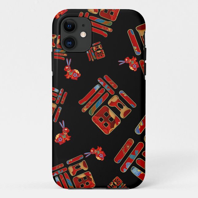 Chic Chinese Character 福 Blessings Rabbits Year  Case-Mate iPhone Case (Back)