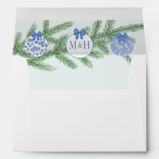Chic Chinoiserie Holidays Wedding Return Address Envelope (Back (Bottom))
