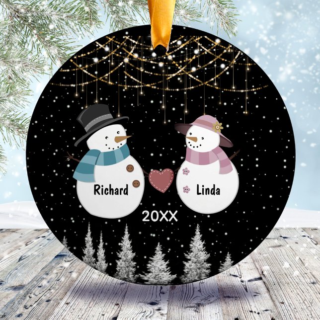 Chic Christmas anniversary engaged married couple  Ceramic Tree Decoration (Creator Uploaded)