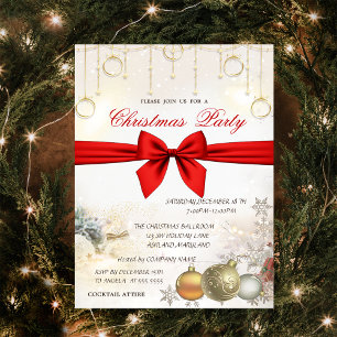 Chic Christmas Balls,Bow Corporate Christmas  Invitation