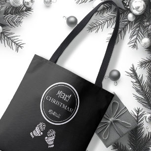 Chic Christmas Black and White Personalised Tote Bag