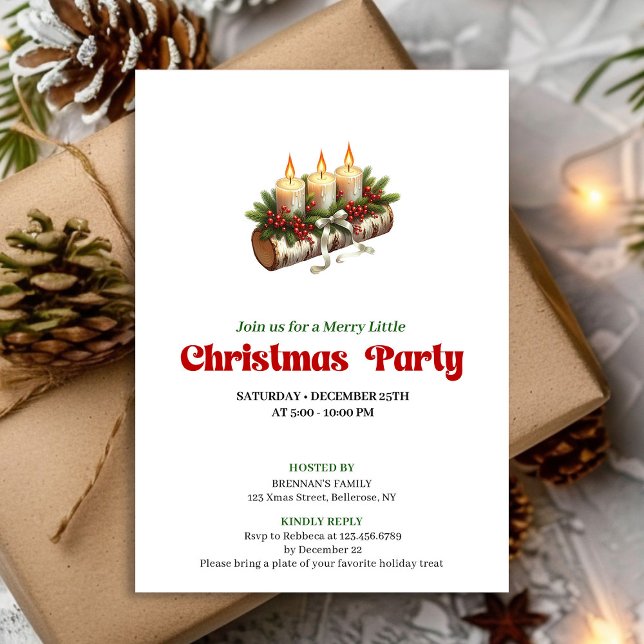 Chic Christmas Candles Pine Wreath Invite Card (Chic Christmas Candles Pine Wreath Invite Card)